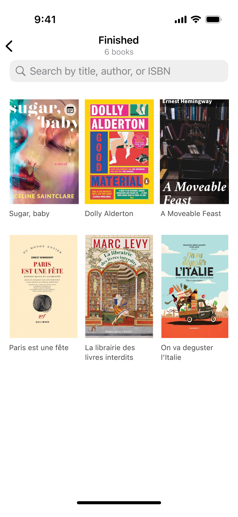 Reading tracker showing books read, progress, and reading history timeline