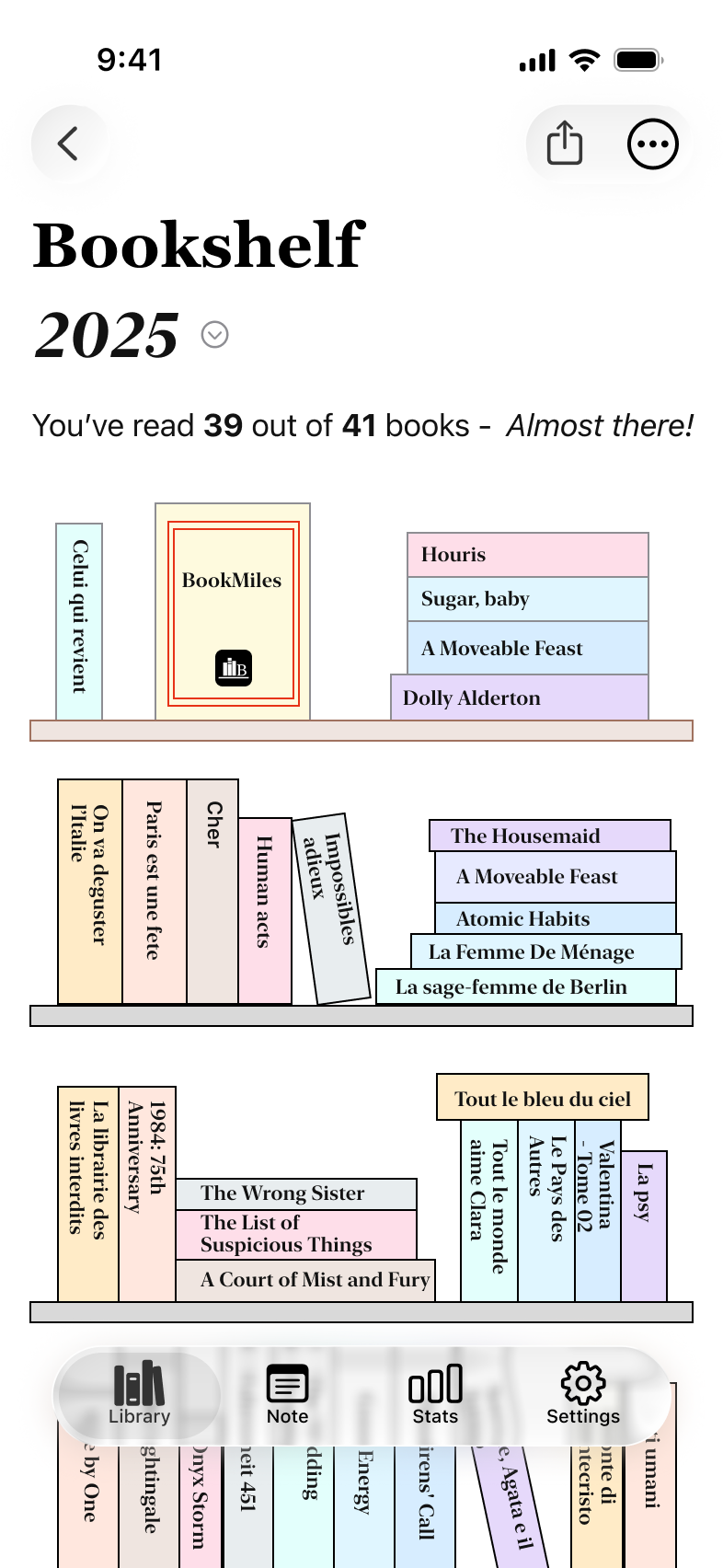 Virtual bookshelf and reading calendar visualizing reading history and activity
